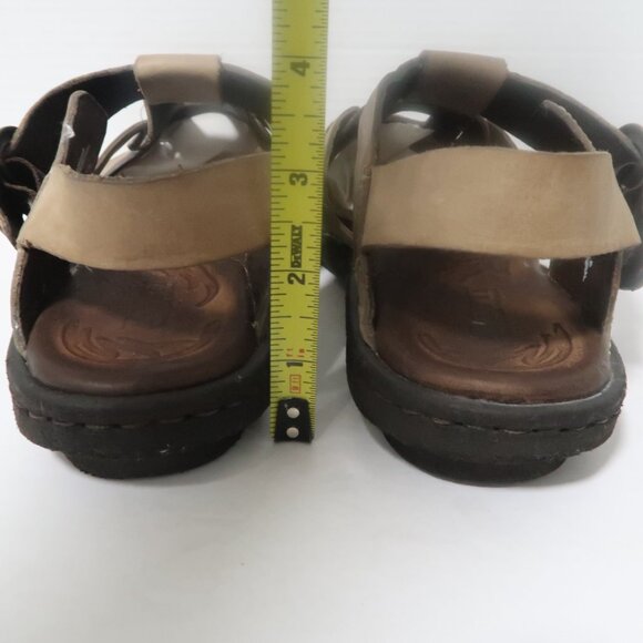 Born Women Taupe Leather Minimalist Flat  Sandals Sz 9 Fishermen Buckle shoes - Picture 4 of 14